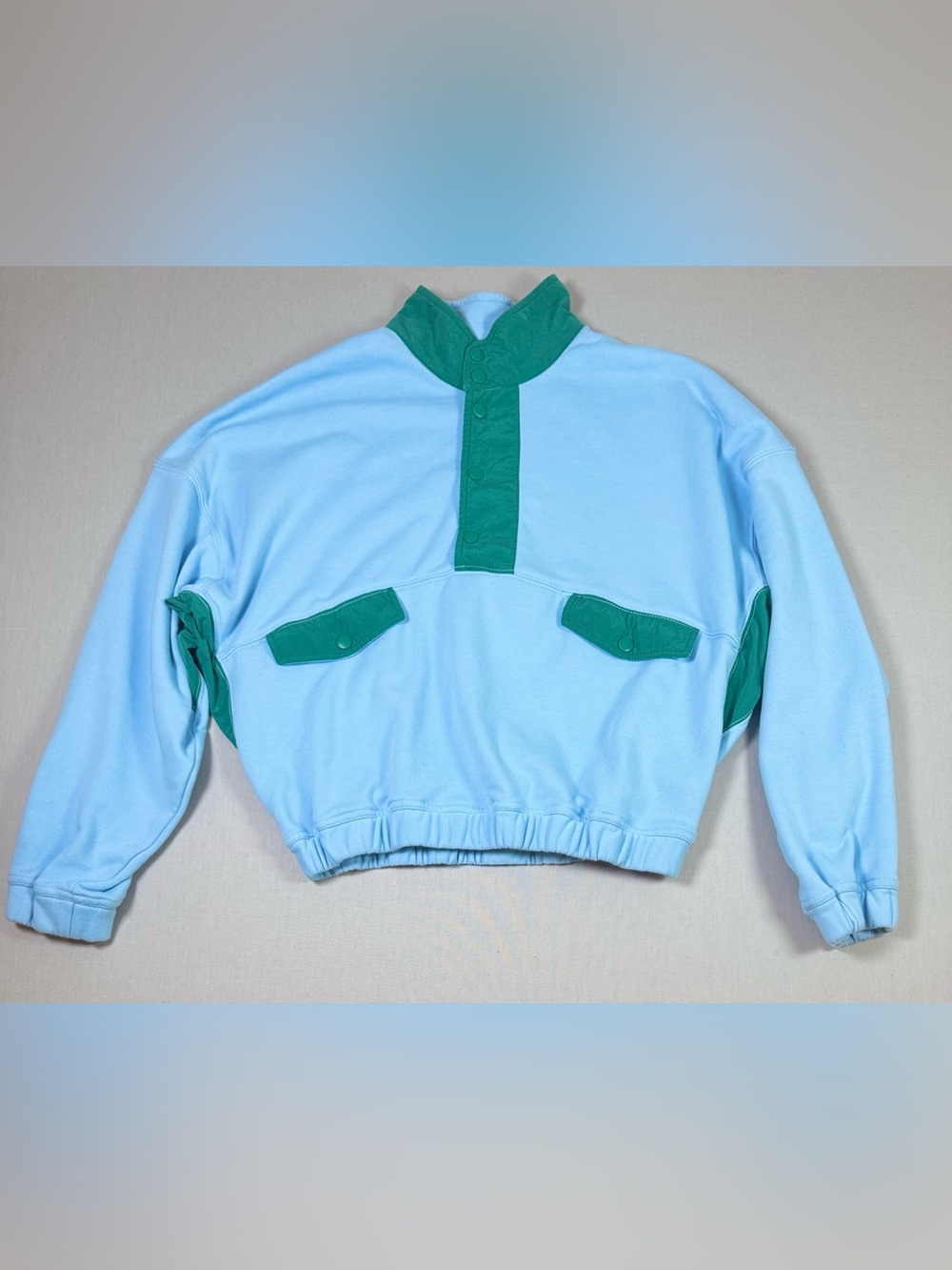 FP Movement World Tour Pullover Sweatshirt Blue Green S